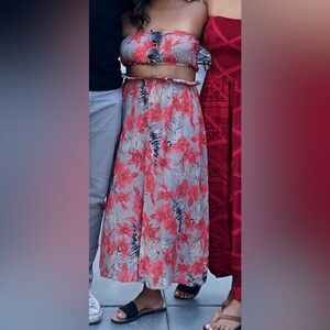 For Love And Lemons Orange and Blue Floral Dress